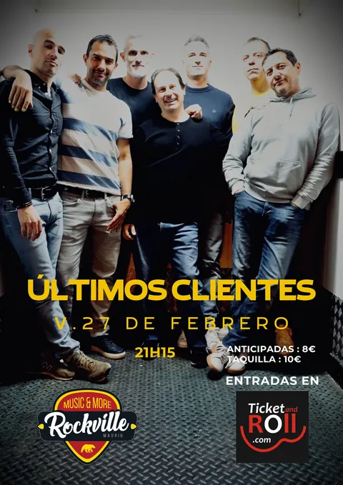 Cartel del concierto de Últimos Clientes en Rockville, Madrid.